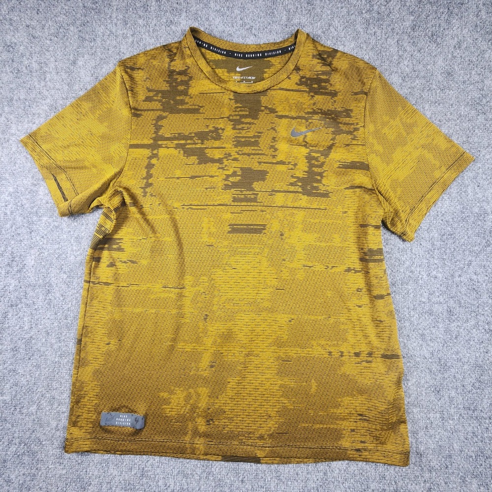 Nike Running Division Dri-FIT ADV Shirt Mens Medium Yellow Black Reflective